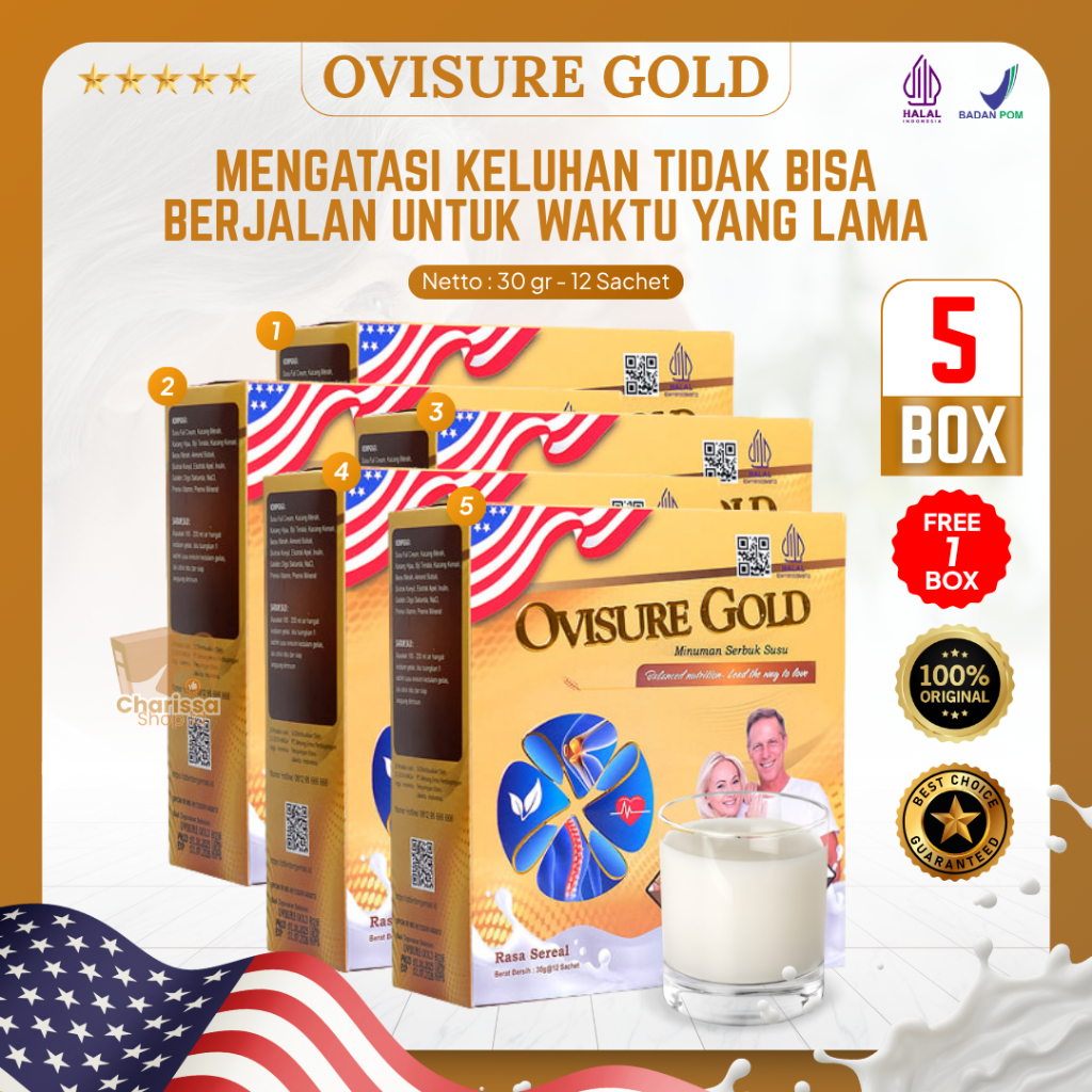 

Ovisure Gold Paket 5 Free 1 Box Susu Bubuk Kesehatan Lansia Vitamin Tulang Sendi Osteoporosis USA