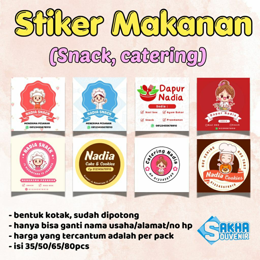 

(Isi 80) Stiker Makanan Snack dan Catering