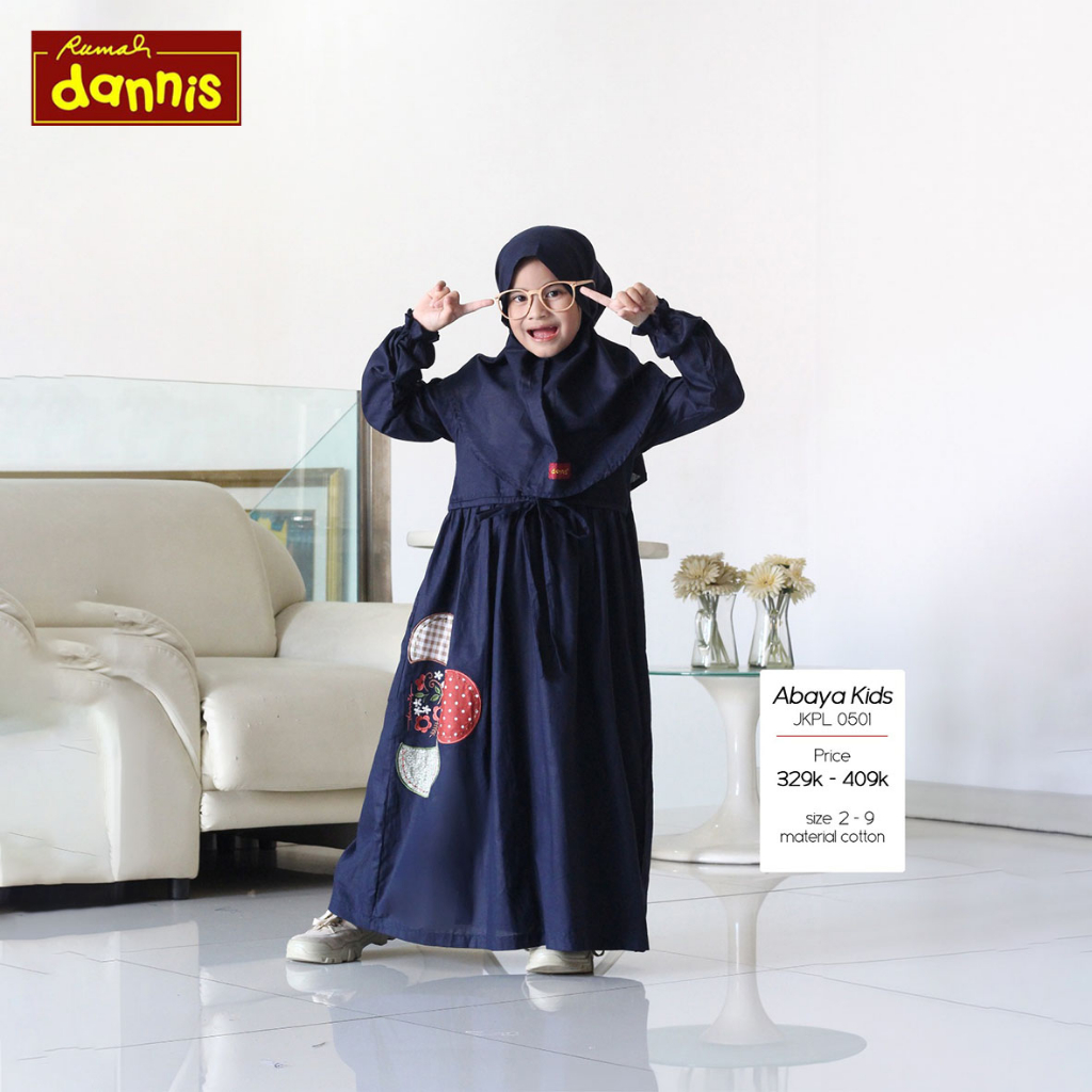 Rumah Dannis - Gamis Anak 0501 Navy Size 06 (Gamis Anak Bahan Cotton)