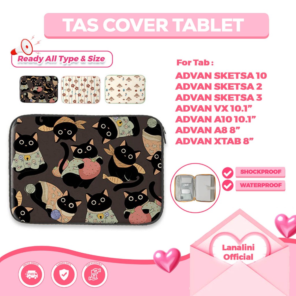 Sleeve Case Tablet ADVAN Waterproof Liner Bag Pelindung Tab Sketsa 3 2 1 A10 A8 Xtab VX Belajar Plus