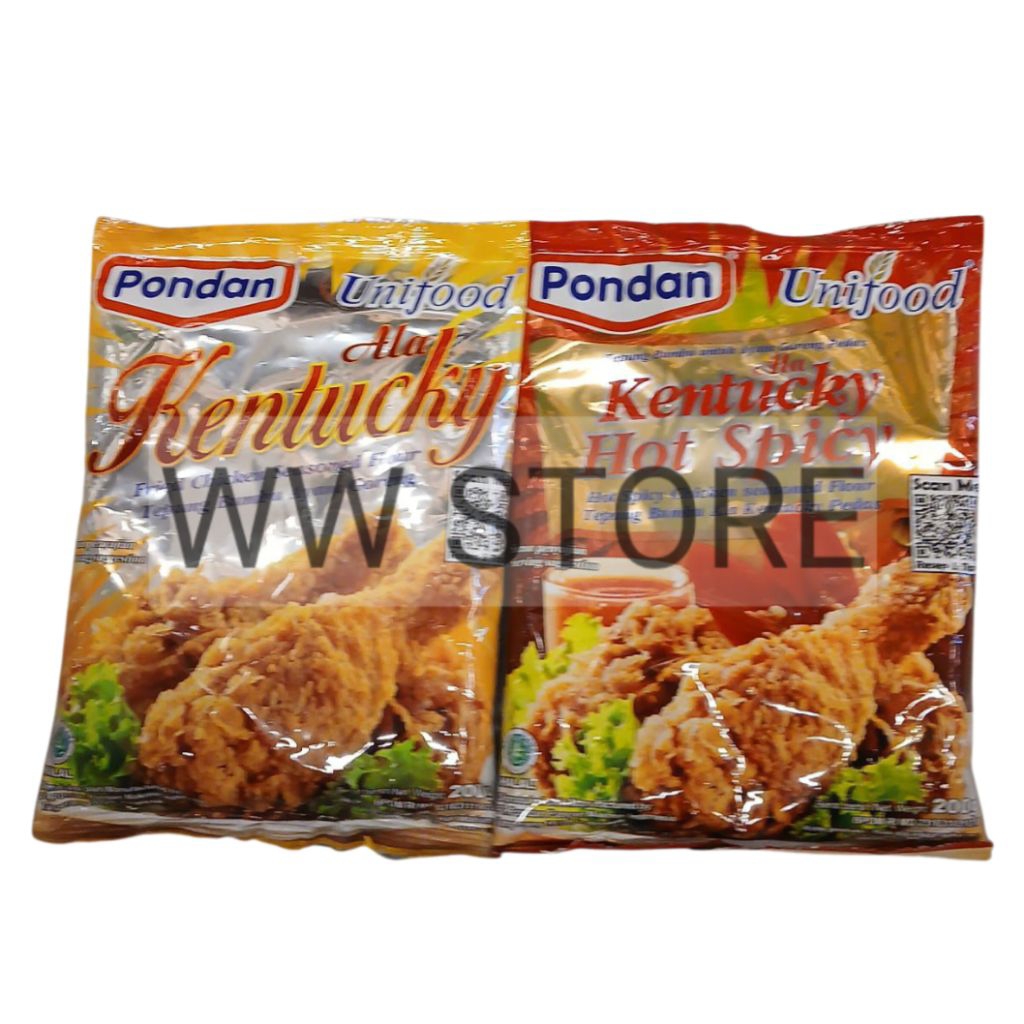 

Tepung bumbu Ayam Goreng ala Kentucky rasa Asli Pedas halal MUI Pondan Original / Hot Spicy Fried Chicken Seasoned Flour 200g