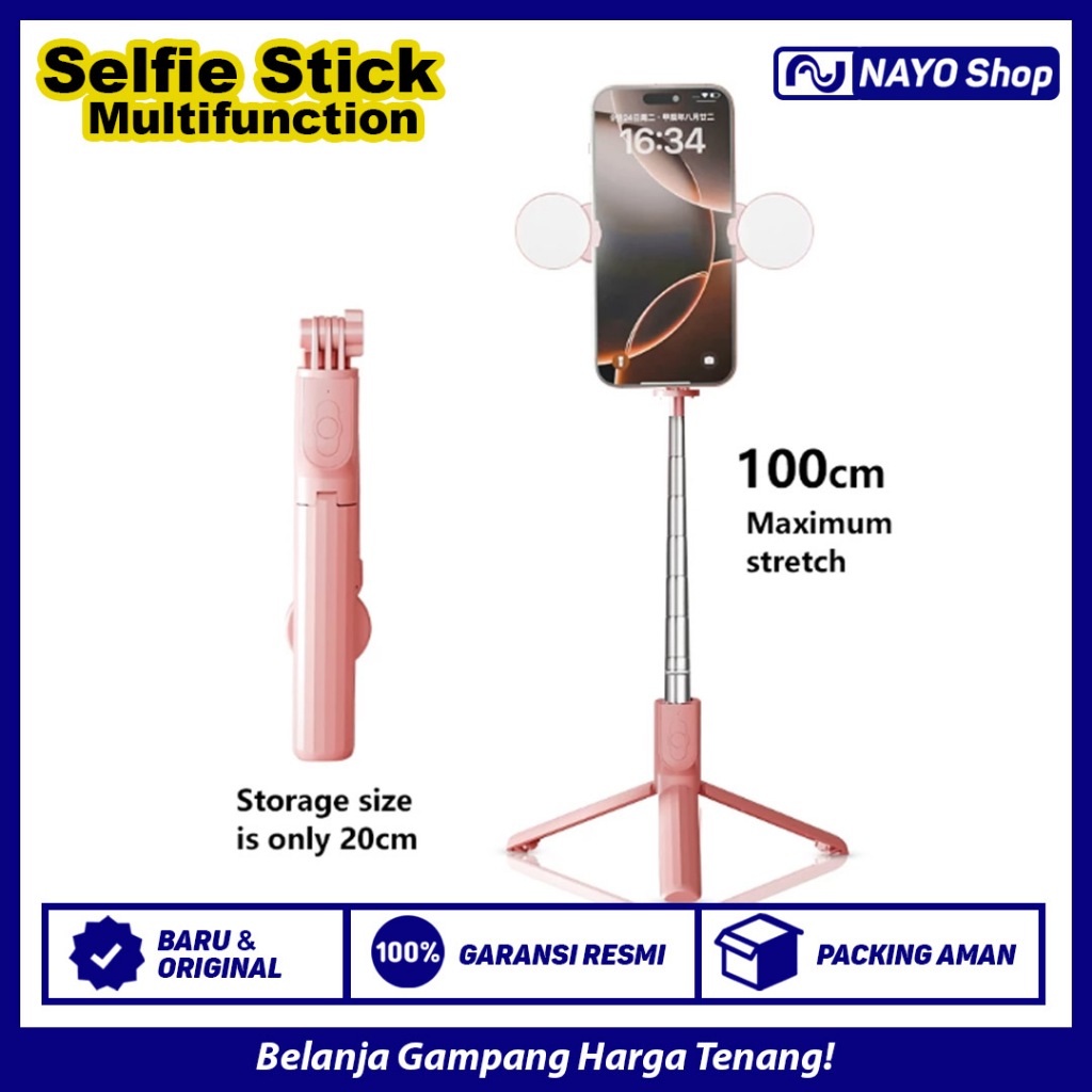 Tripod HP Bluetooth + Lampu LED & Remote | Adjustable Stand untuk Vlog, YouTube, TikTok