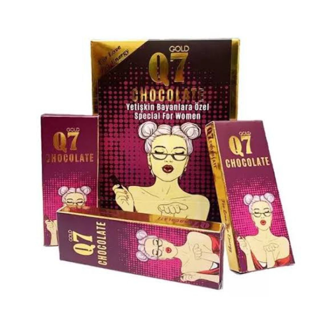 

Coklat Q7 Chocolate Turki Stamina Wanita 1 Box lsi 12 Pcs |Q7 Gold Pink