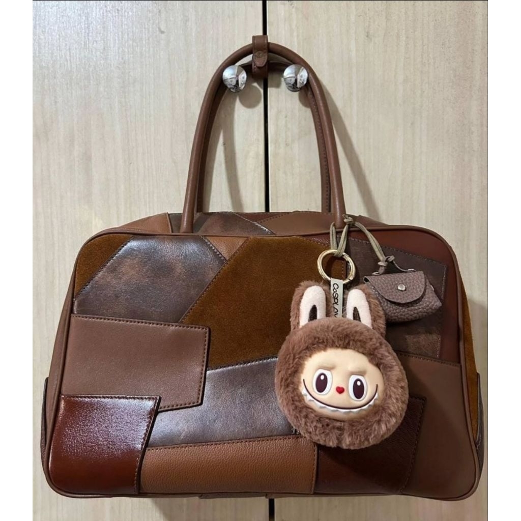 (PL) Genuine leather patchwork suede bag with cosplay charmsize