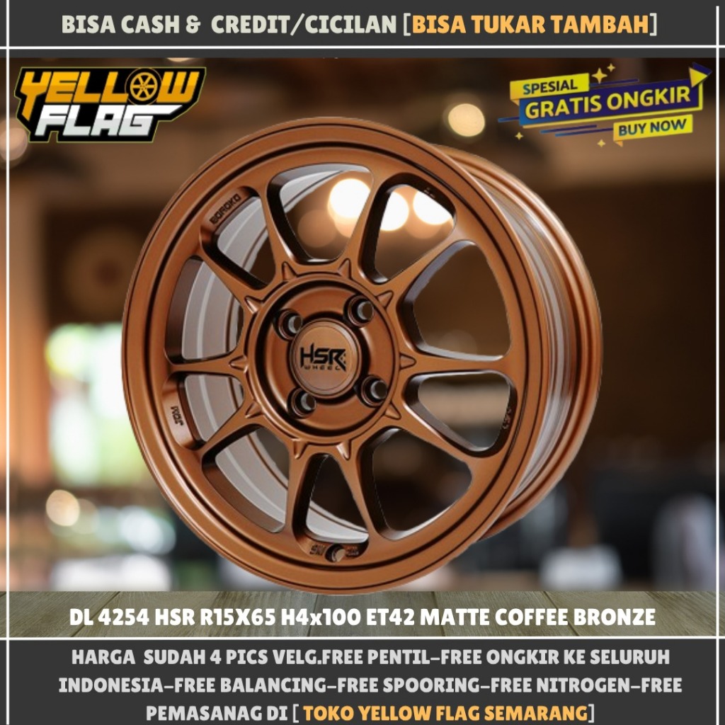 VELG MOBIL RING 15 HSR DL R15 LEBAR 6,5 PCD 4X100 ET42 YARIS MOBILIO FREED SWIFT MIRAGE SPRESSO DLL