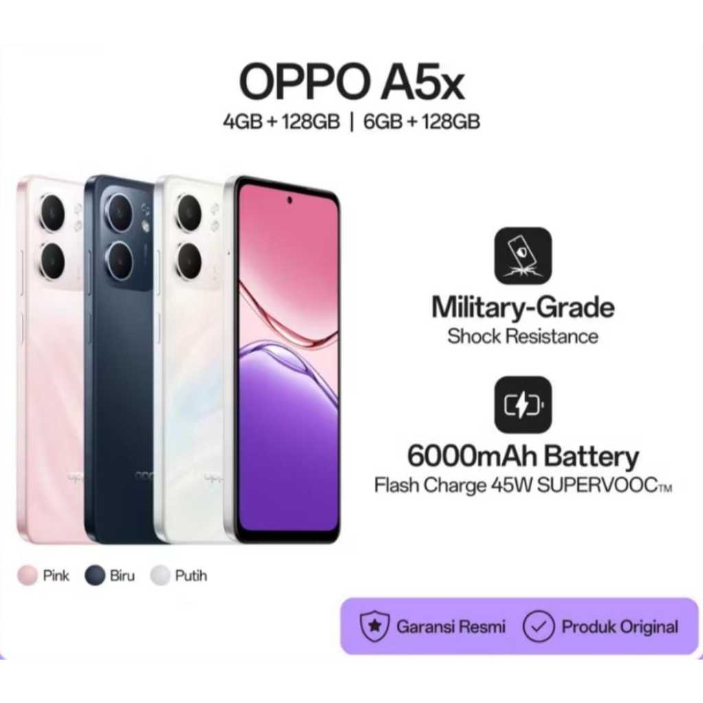 OPPO A5x 4GB RAM+128GB ROM - 6GB RAM+128GB ROM GARANSI RESMI