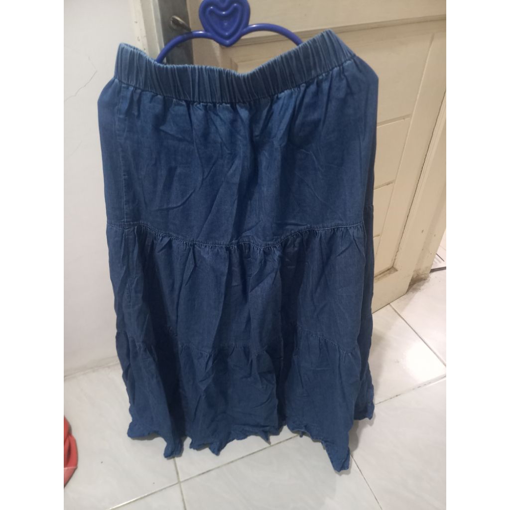 rok jeans biru dongker lp 80