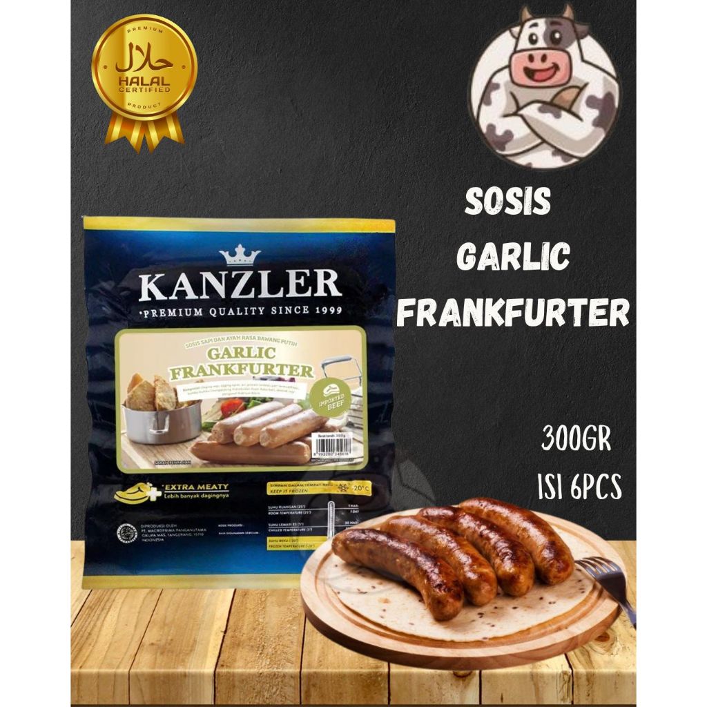 

KANZLER SAUSAGE GARLIC FRANKFURTER/ SOSIS RASA BAWANG PUTIH 300GR ISI 6PCS HALAL