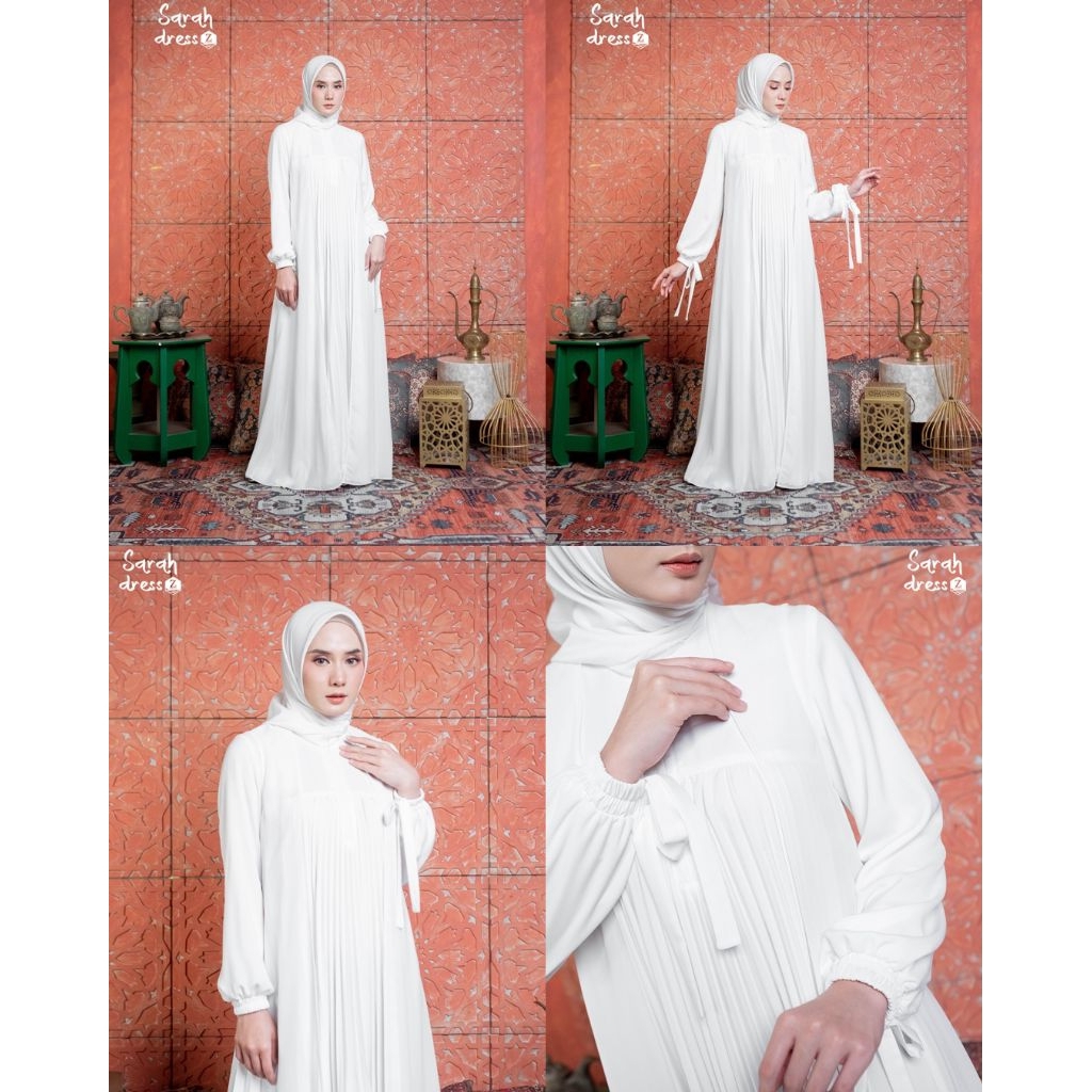 Sarah Dress by Zalifa✔️gamis putih, gamis zalifa, gamis polos