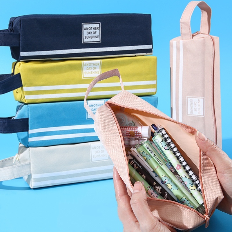 

Kotak Pensil Besar Double Zipper Warna Pastel Dua Resleting Dual Zipper Muat Banyak