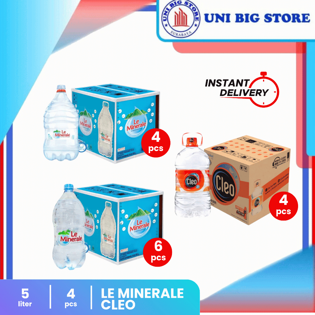 

Le Minerale Air Mineral 3 - 5 Liter x 4 Galon | Cleo Galon DUS Carton Water