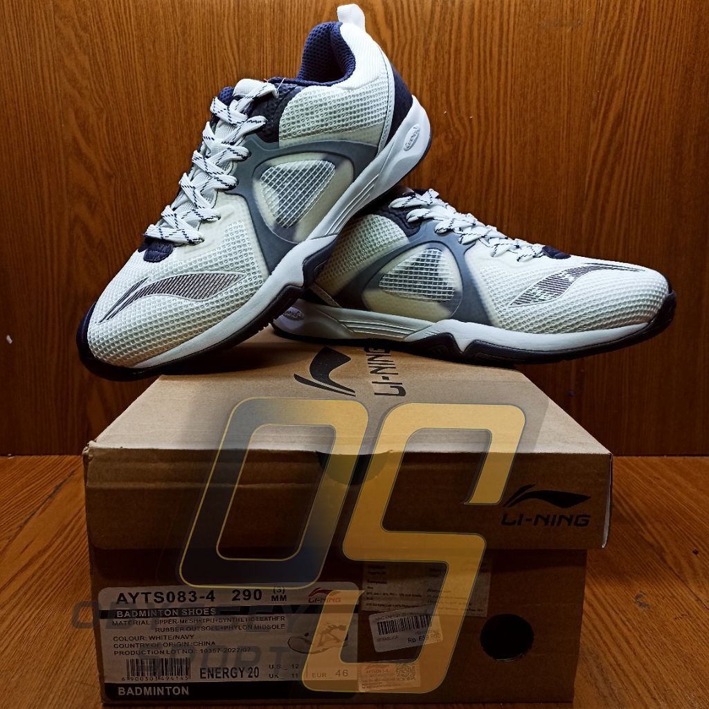 Sepatu Badminton LINING ENERGY 20 (White/Navy) 100% ORIGINAL