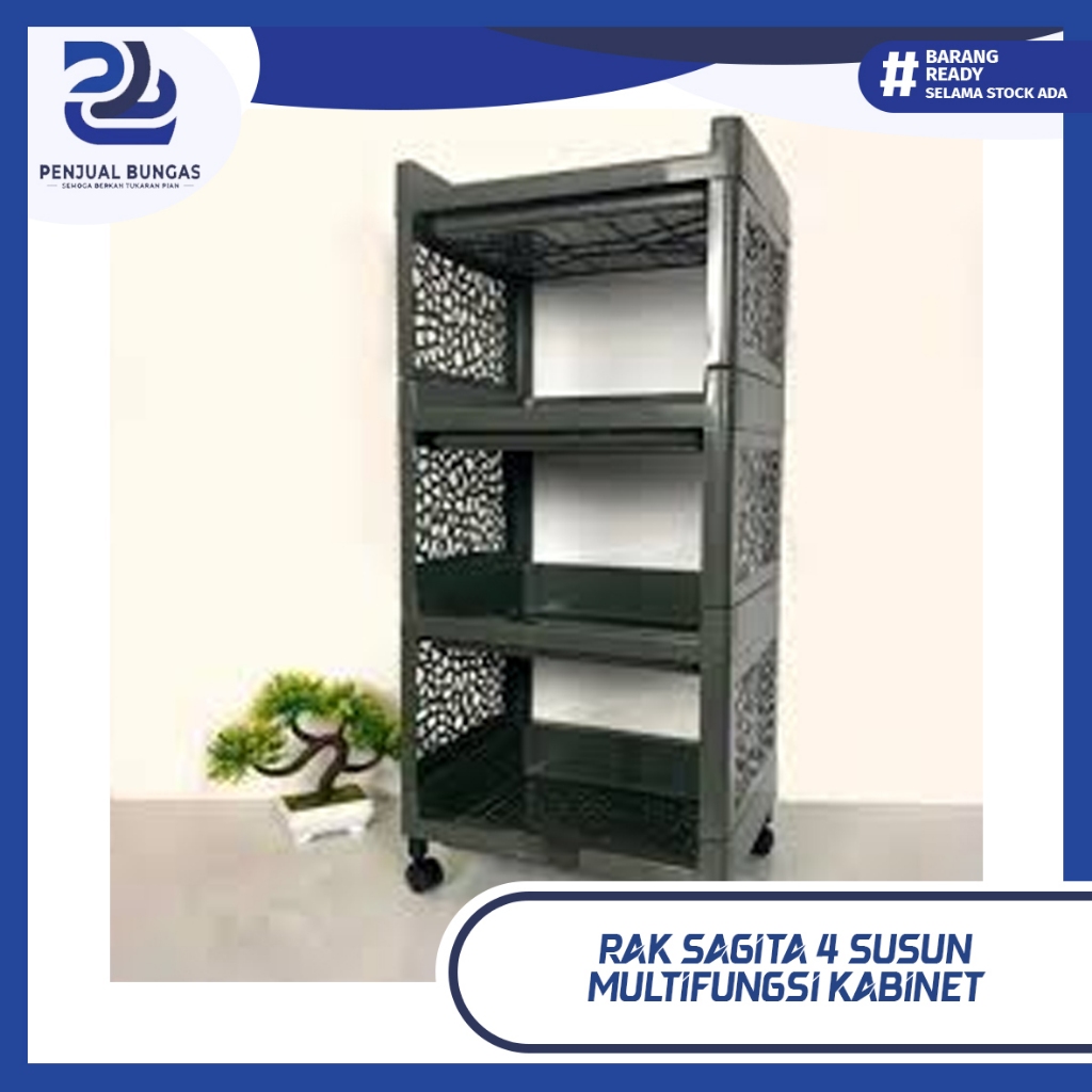 RAK PLASTIK 4 SUSUN DENGAN RODA – SAGITA / YOYO