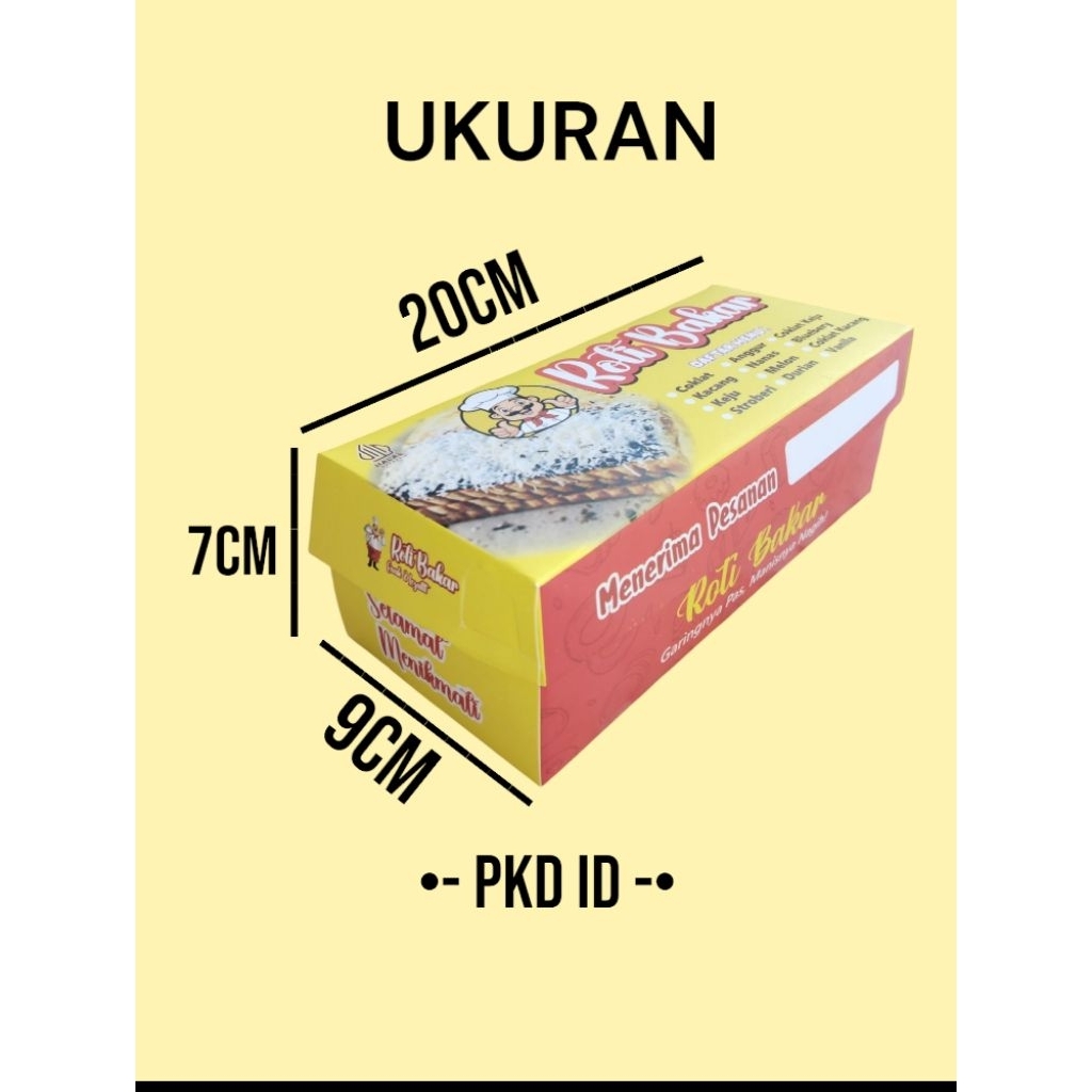 

100 Lembar Kertas Kemasan Roti Bakar Ivory Ukuran 20x9x7 cm / box roti bakar / dus roti bakar / wadah roti bakar / kotak roti bakar murah