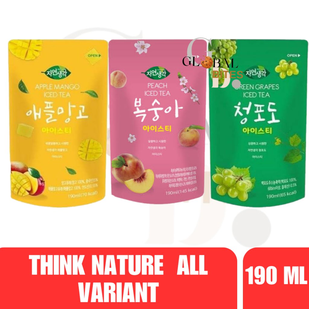 

Think Nature Iced Tea Apple Mango Peach Greean Grapes Minuman Korea 190ml