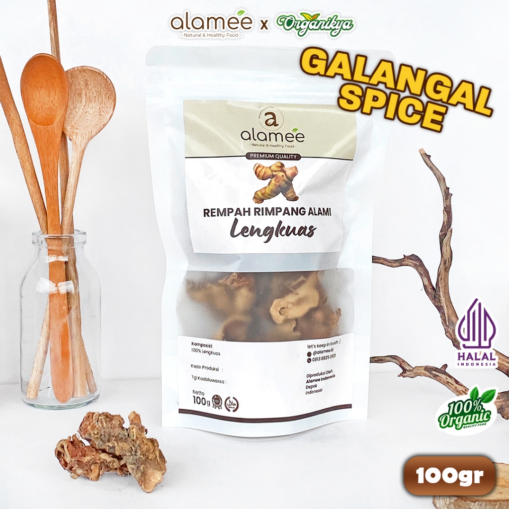 

ALAMEE Lengkuas Kering Dried Galangal Iris Rempah Organik Alami Bumbu Seasoning Masak 100g organikya