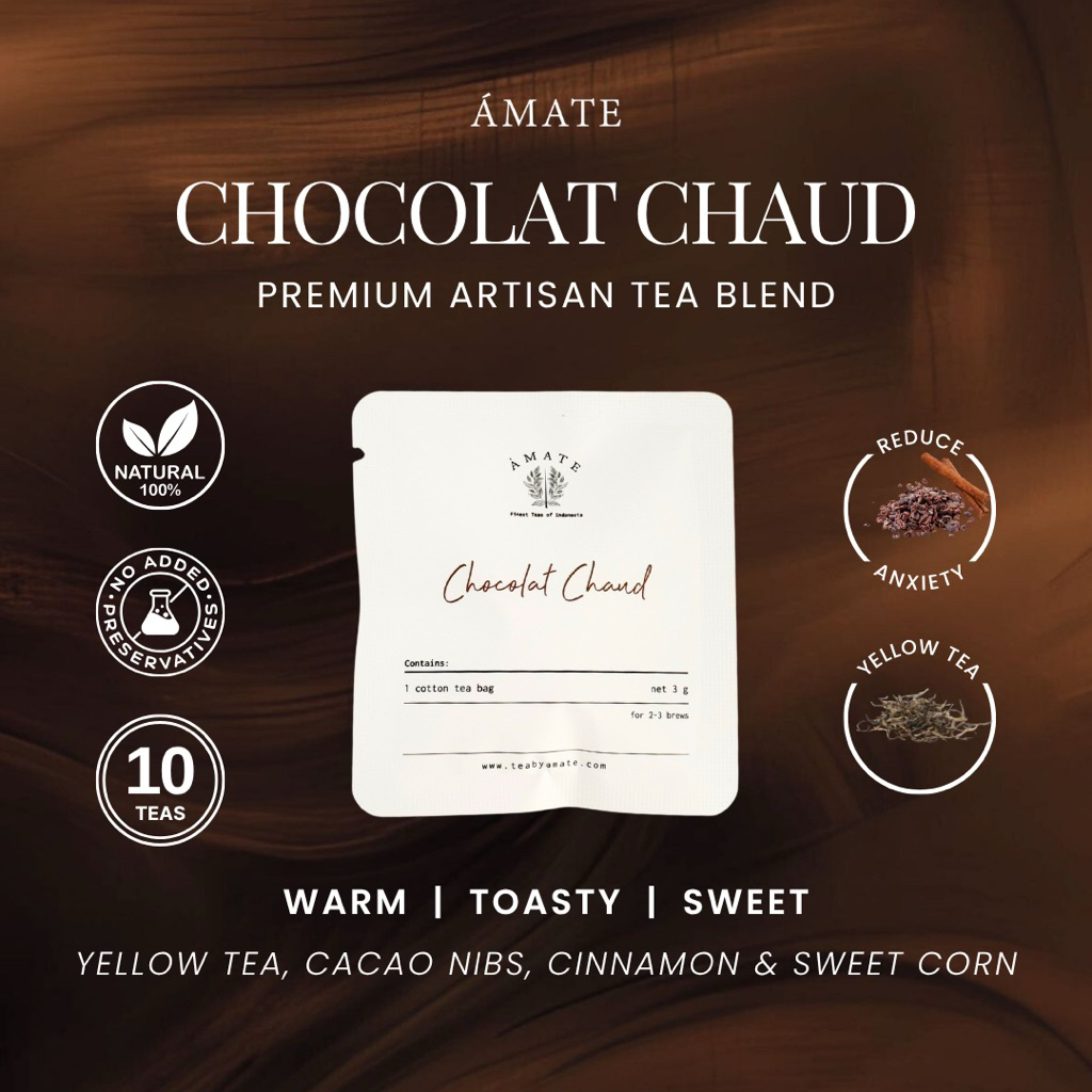 

Cacao Cinnamon Tea (isi 10) - Teh Kakao Premium - AMATE Chocolat Chaud Tea Blend