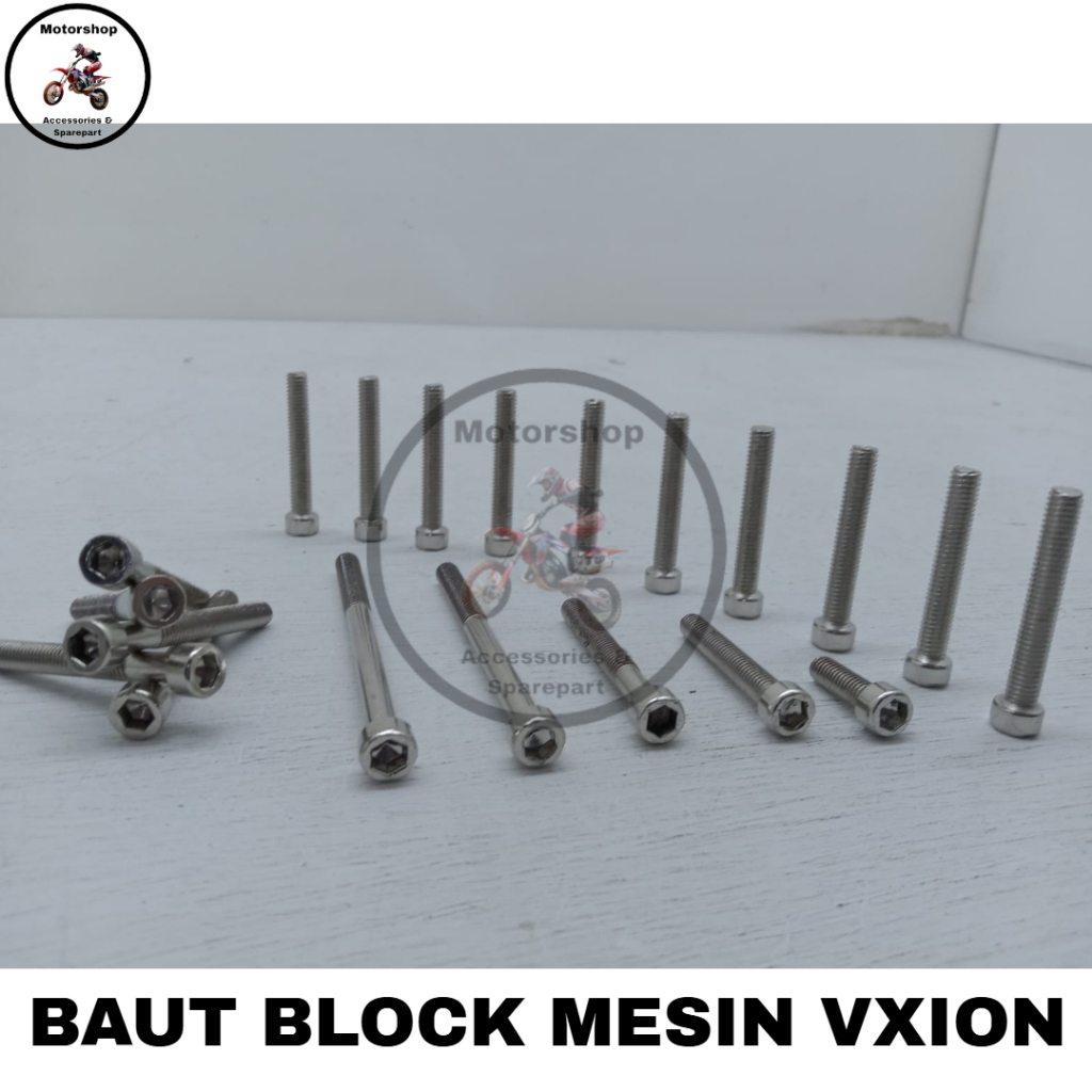 Baut Blok Mesin Vixion Stainless Full Set – Baut Tutup Mesin Vixion