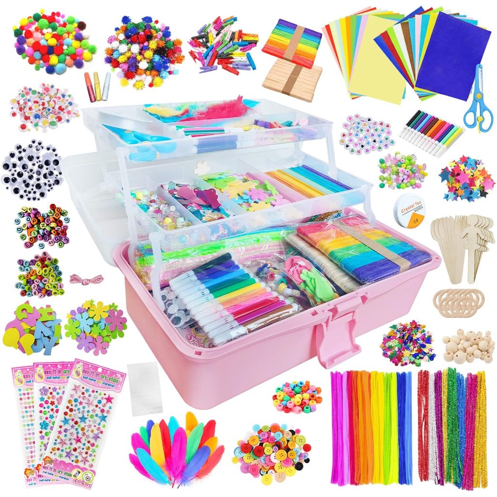 

Itopstar 3000 Kids Arts and Crafts Supplies for Kids Crafting Supply in 3 Layered Plastic Art Box