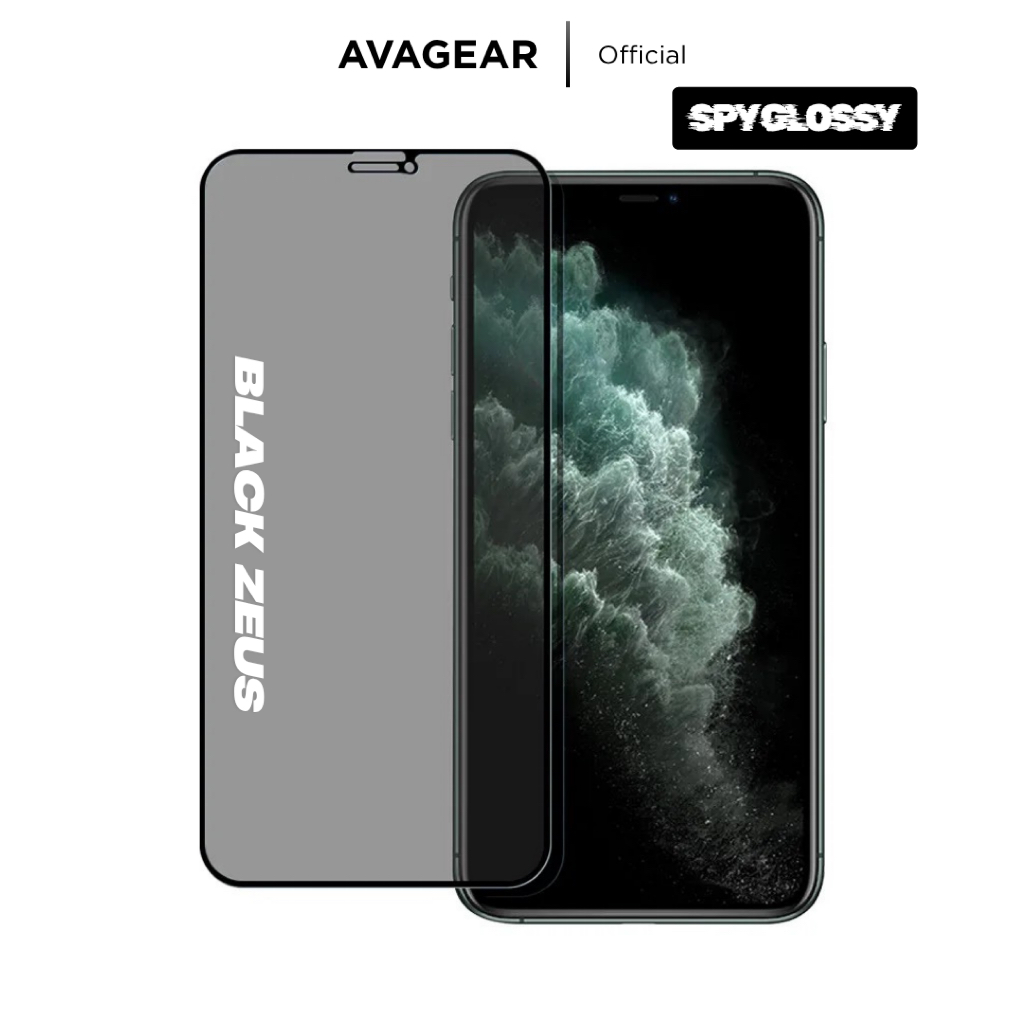 BLACK ZEUS PRIVACY GLOSSY ANTI-SPY TEMPERED GLASS - 30 Degree Eyes Visible Protection 120 Hz Sensiti