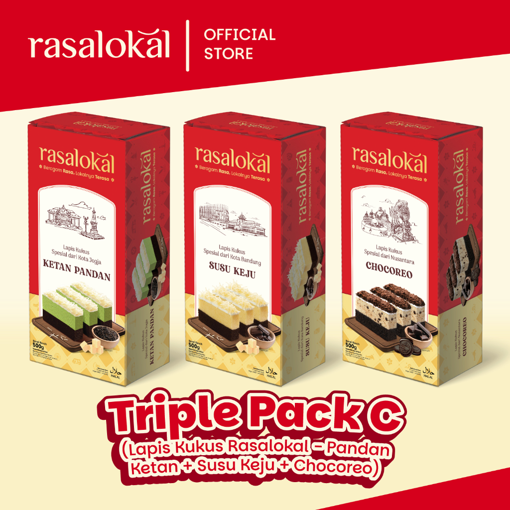 

Triple Pack C (Rasa Lokal - Pandan Ketan + Susu Keju + Chocoreo)