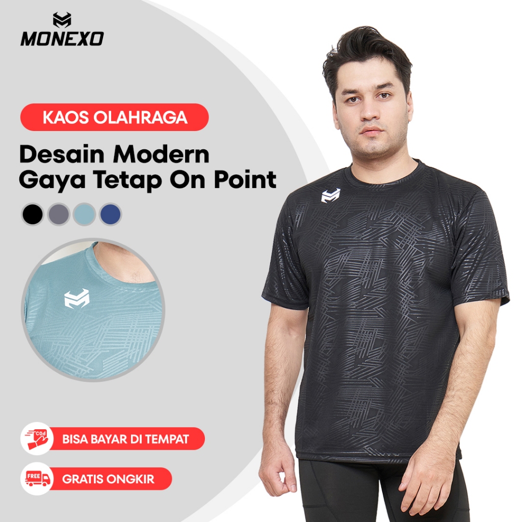 Monexo - Kaos Olahraga Pria Premium Dryfit Kaos Running Sport Gym Fitness JMN13