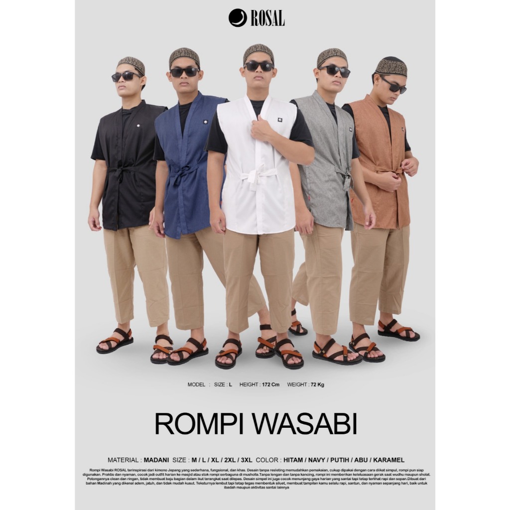 Rompi Wasabi Rosal Rompi Sholat Pria Muslim Dewasa Khas Kimono Jepang