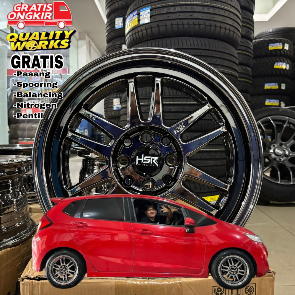 Velg Racing Mobil Honda Jazz Ring 16 Velg HSR Wheel BLY R16 Black Chrome