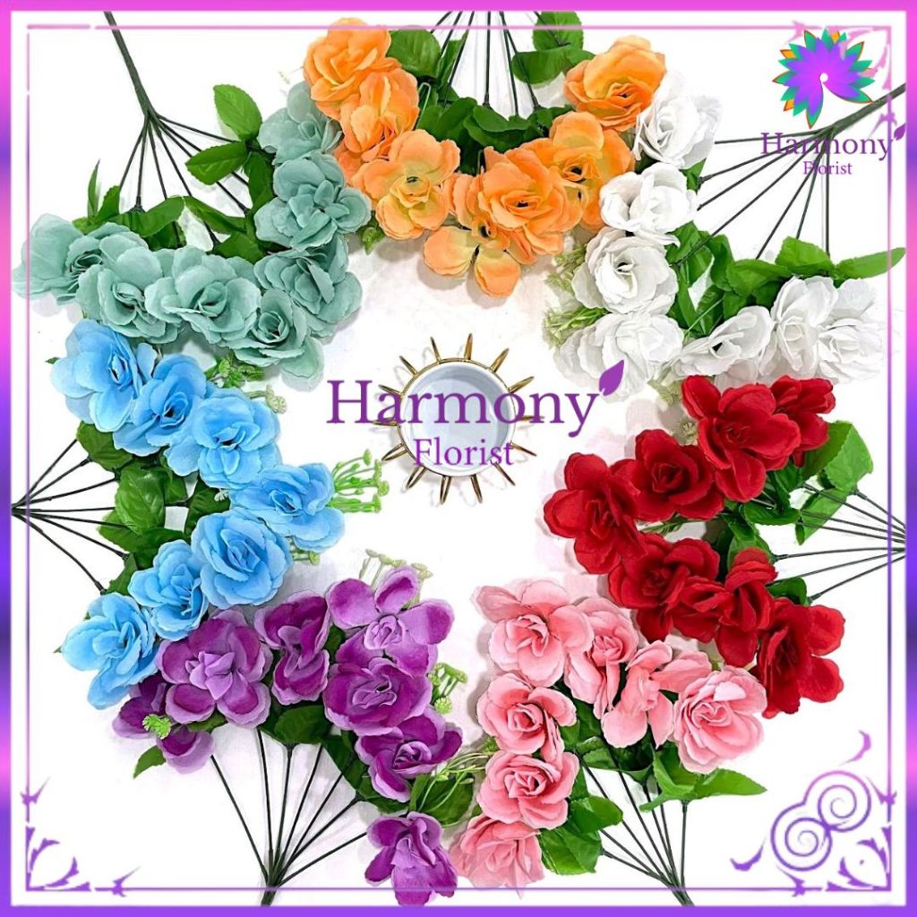 BUNGA ROSE  1 TANGKAI 7 CABANG BUNGA MAWAR PLASTIK BUNGA PALSU MURAH BUNGA ARTIFICIAL (NK-109)