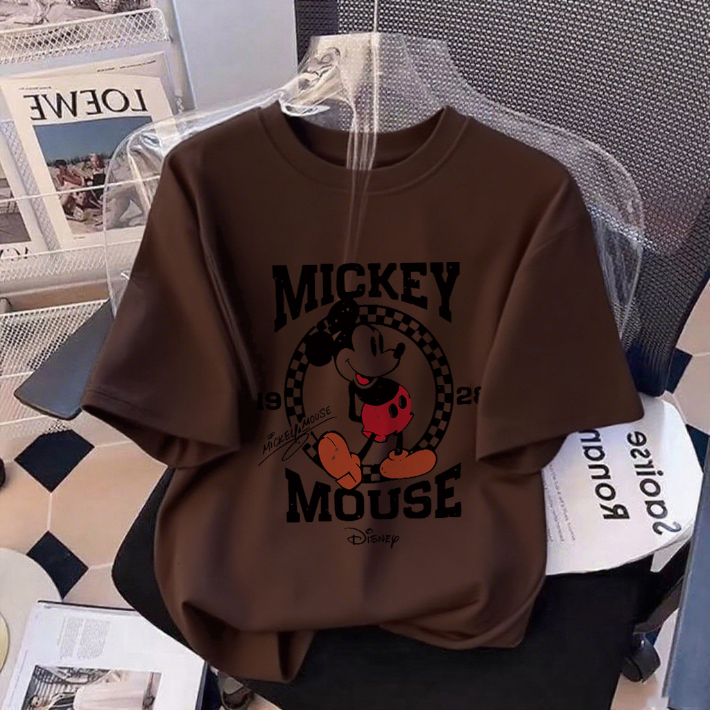 XZHAINV Kaos lengan pendek cetak Mickey Mouse wanita Korea/pakaian wanita gaya modern/atasan biru mo