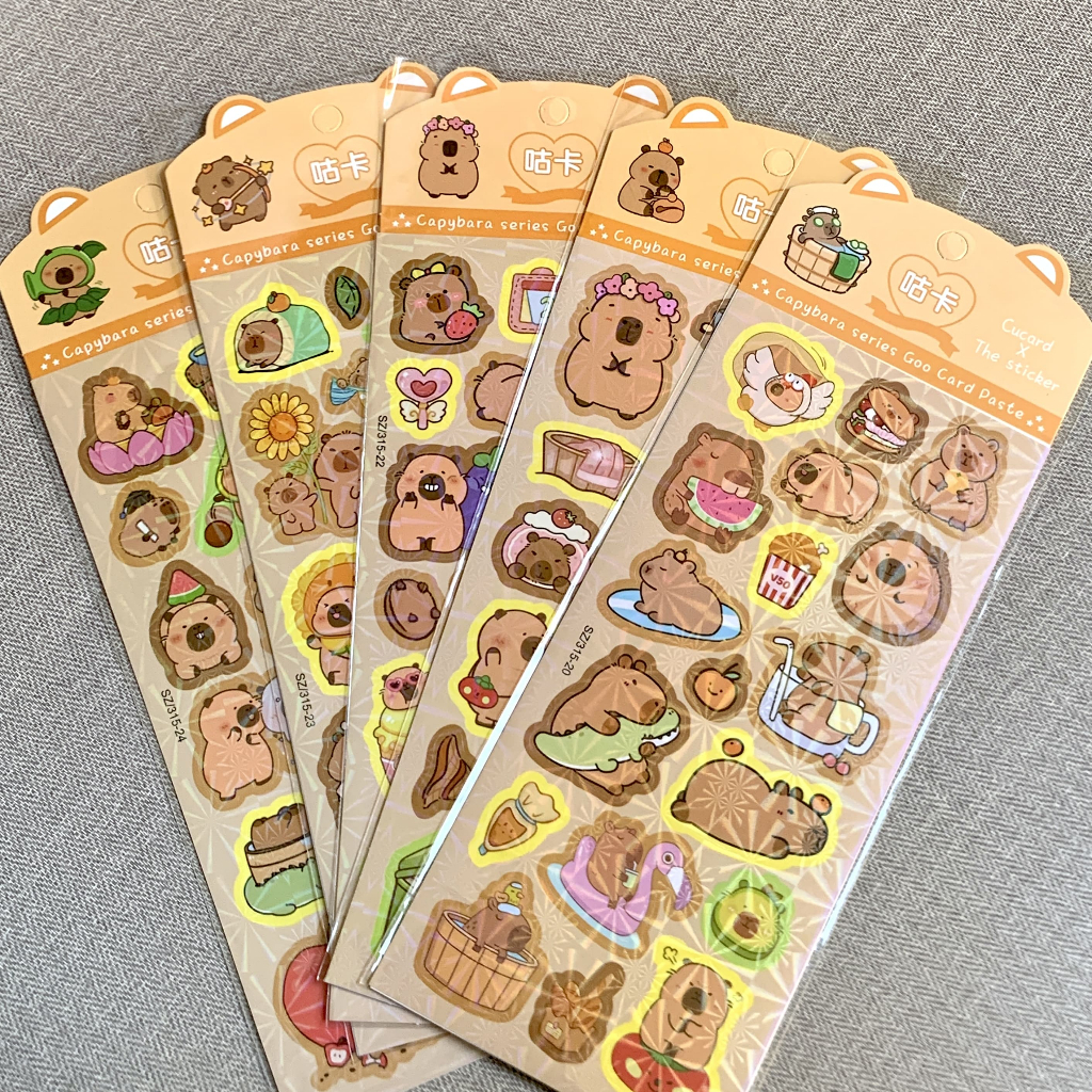 

Painting Sticker Stiker Capybara Lembaran / Per Lembar Cutting Stickers Karakter Lucu Hologram