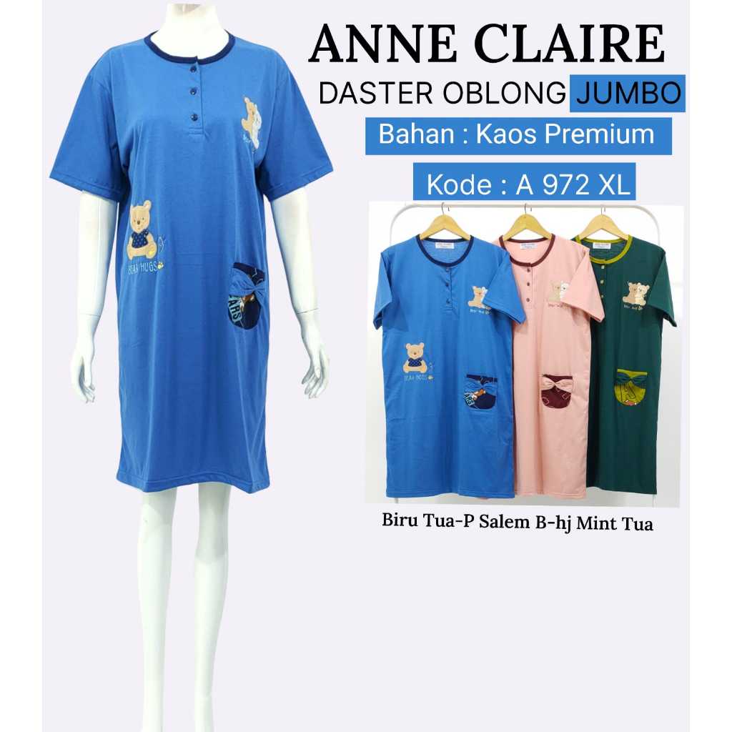ANNE CLAIRE - Daster Lengan Pendek Dewasa ALLSIZE & JUMBO XL Baby Doll Baju Tdur Bahan Kaos