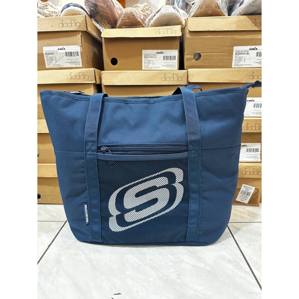 TOTEBAG TAS JINJING SKECHERS NAVY LOGO SLING BAG OLAHRAGA SPORT ORIGINAL COD UNISEX