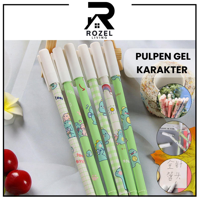 

ROZEL Puplen Gel Karakter Dapat Dihapus 0.5mm / Pena Alat Tulis Sekolah Kantor Bullet Tip Ink Erasable Pen Gel