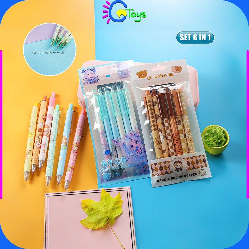 

Promo Cr-A68 Pulpen Set 6In1 0.5Mm Tinta Bisa Di Hapus Motif Karakter Lucu / Eraseble Pen Set Cetek