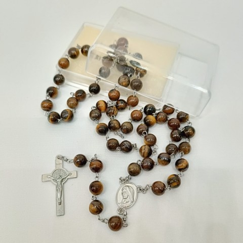 Yeraya Rosario Kalung Premium Tiger Eyes rosario batu alam original kalung doa rosario putih rosario