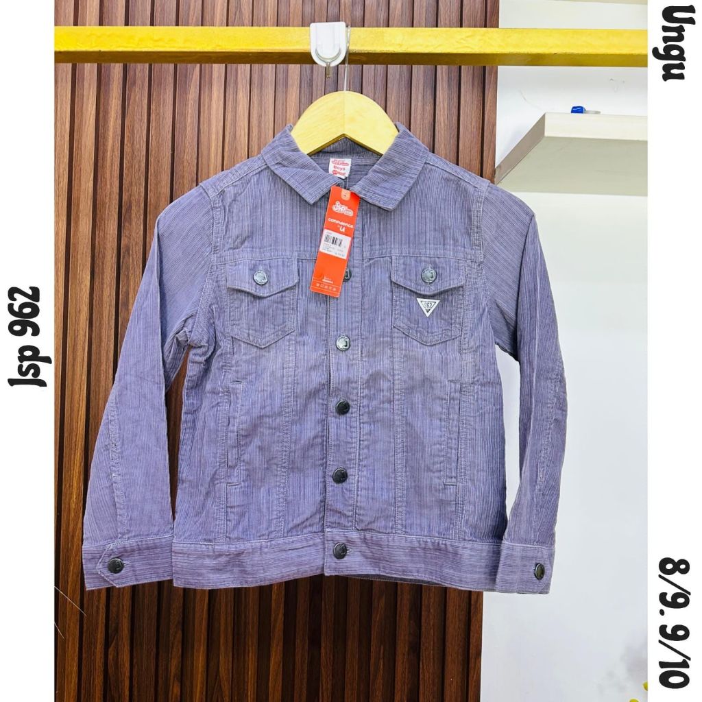 Jaket jeans ungu JSP962 anak fulltag