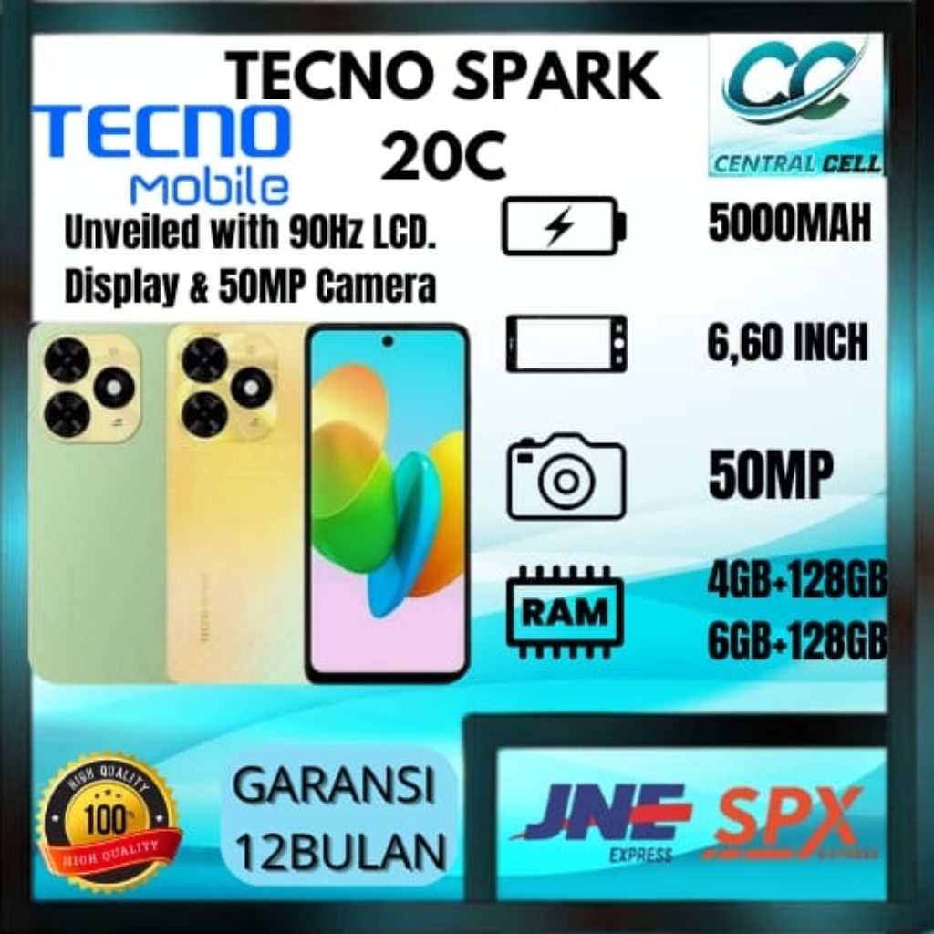 [NEW] HP TECNO SPARK 20C Ram  4+128GB/Ram 6+128 Camera 50MP + Display 6,6 inches + Battery 5000mAh G
