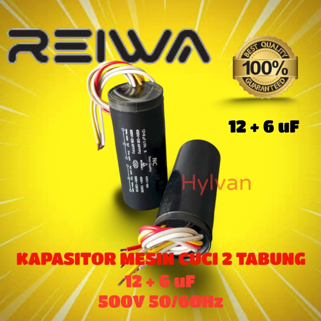 KAPASITOR MESIN CUCI 2 TABUNG 12 + 6 UF REIWA