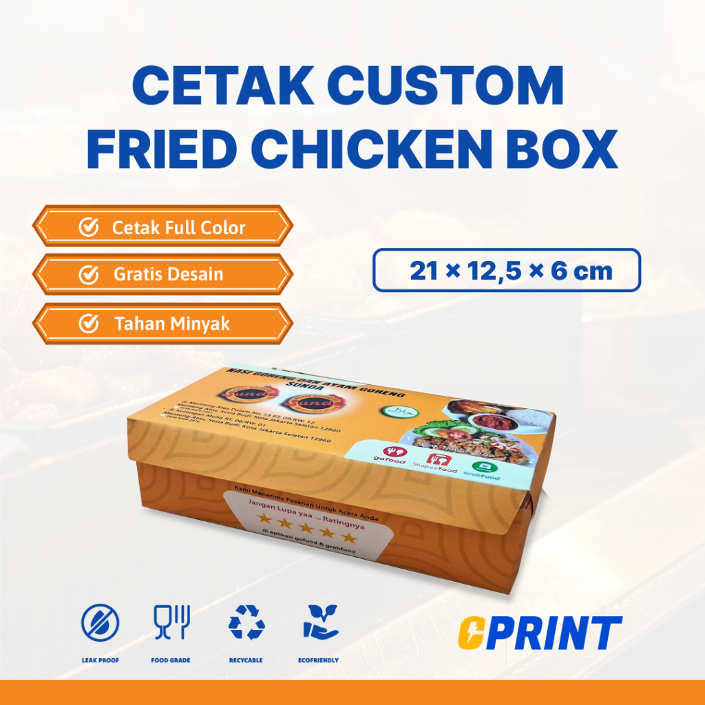 

Box Fried Chicken (21x12,5x6cm) Custom Full Colour – Bahan Ivory 290gr