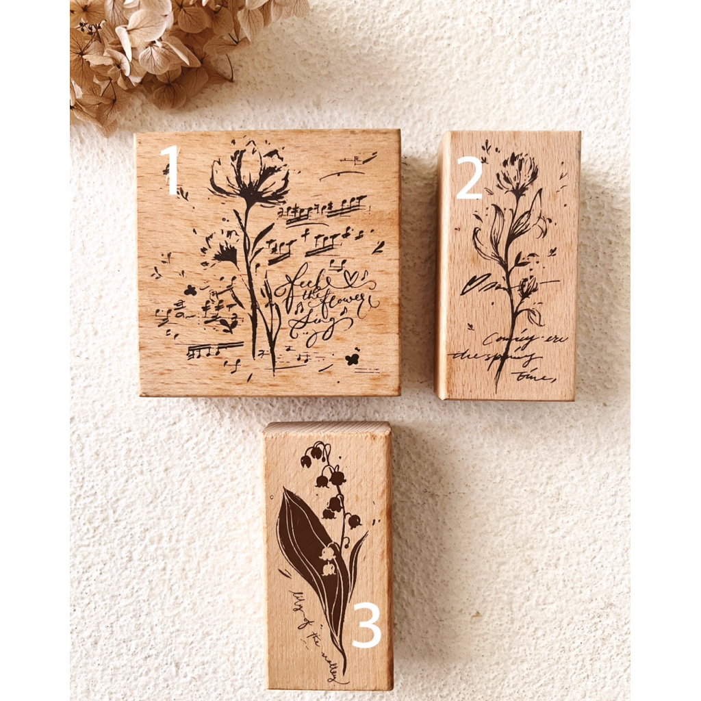 

Preloved Meow Illustration Botanical Rubber Stamp