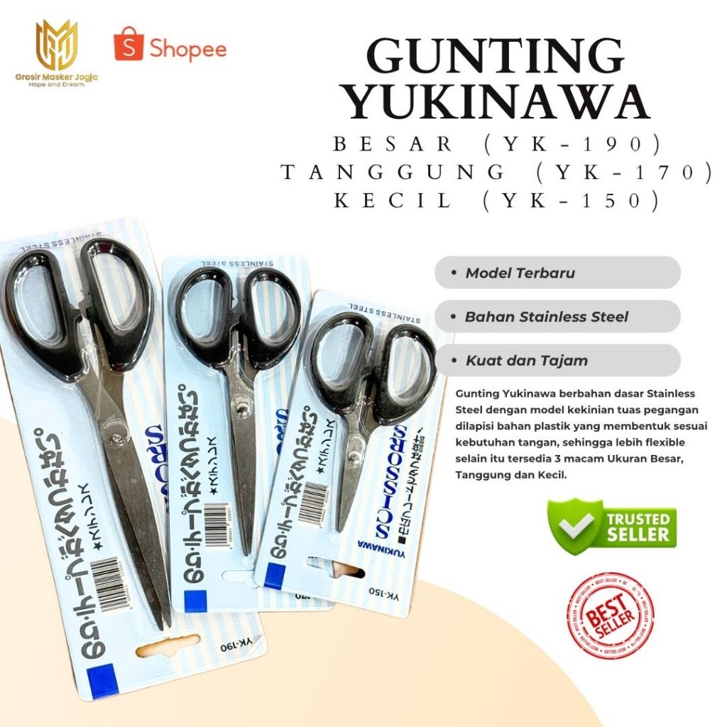 

Gunting Yukinawa Stainless Tajam – Besar / Sedang / Kecil - Gunting Dapur, Kantor, & Kerajinan