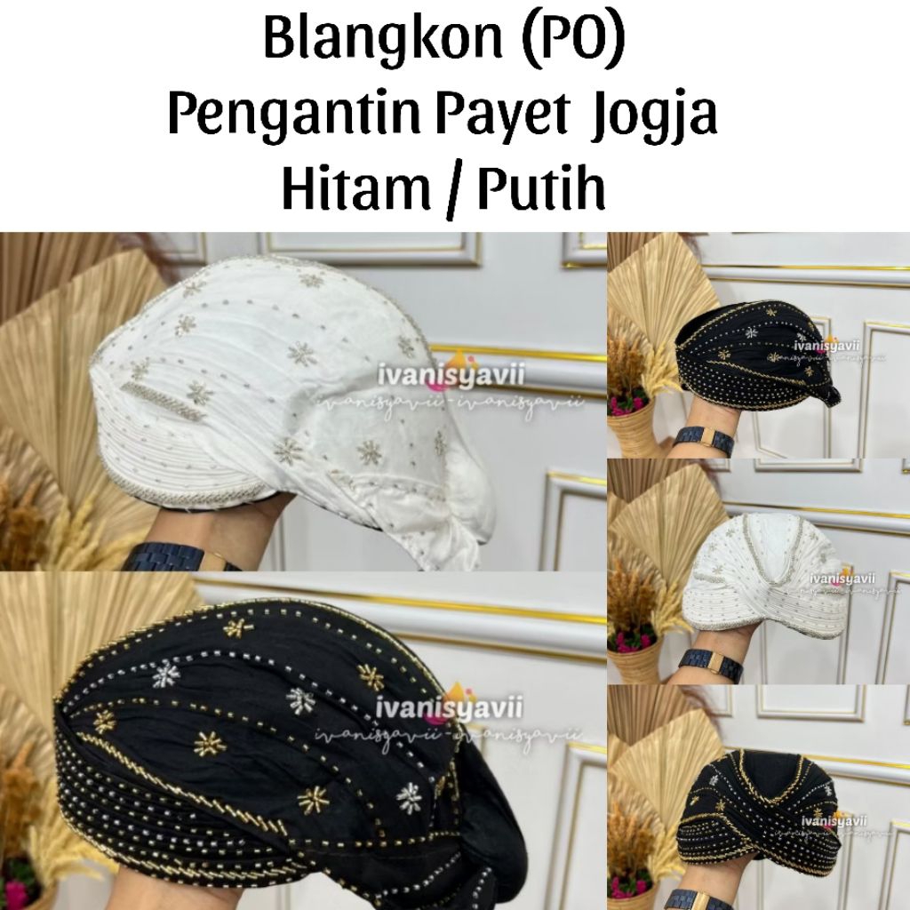 Blangkon Pengantin Payet - JOGJA | Warna Hitam / Putih