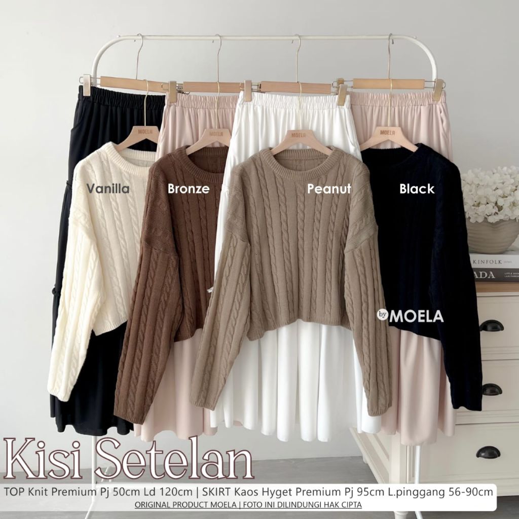 Moela Berlabel Kisi Set Setelan Jumbo Allsize Premium Knit Uniqlo Original