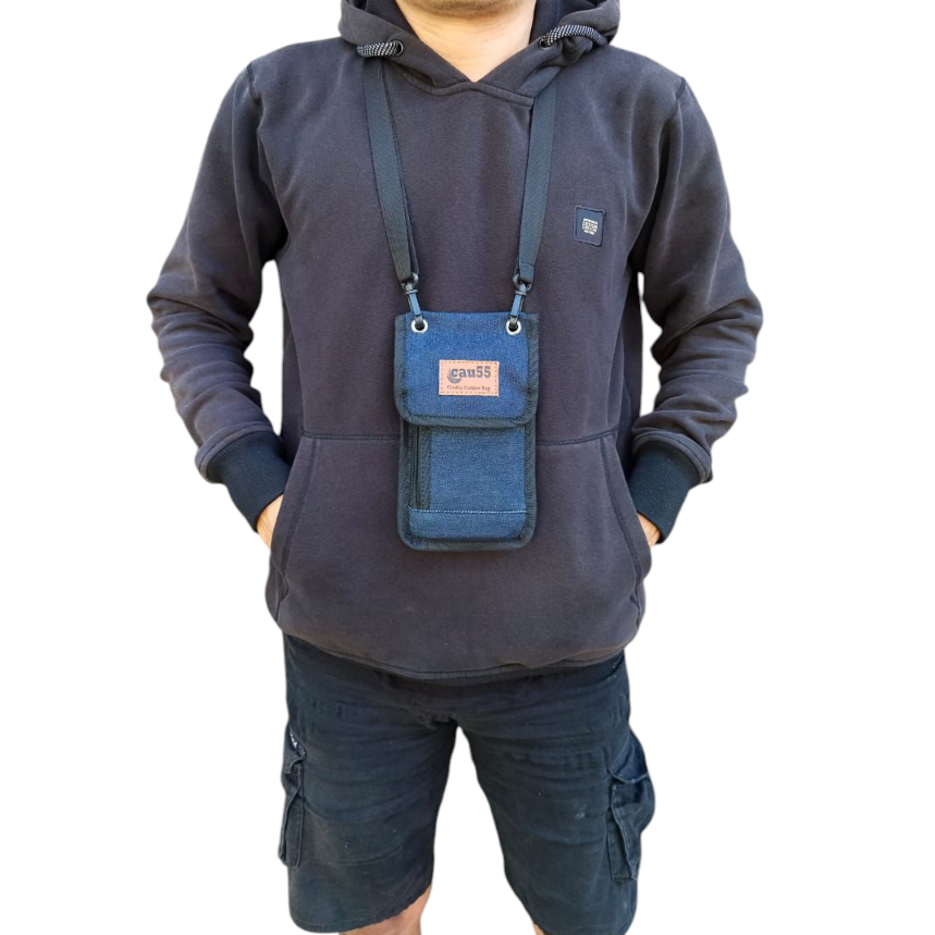 tas handphone tas hp bahan jeans denim pria wanita