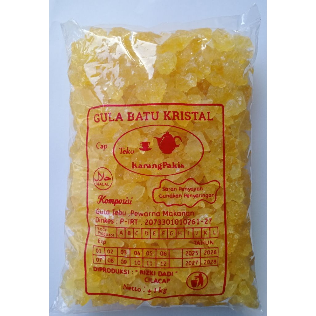 

Gula Batu Kristal Kuning Cap Teko 1000gr - Gula Alami untuk Teh - kopi & Minuman Herbal Tradisional - potong kecil/kecil