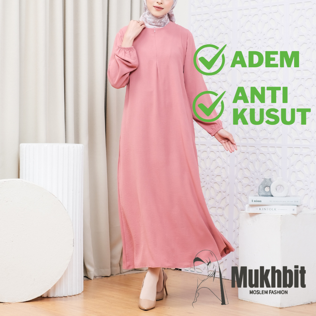 Baju Muslim Remaja Perempuan Gamis Dress Hitam Polos Wanita