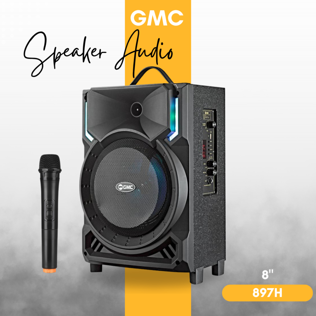 Speaker Besar Bluetooth Portable GMC 897H 8 inch SNI Karaoke Free Mic Wireles Super Bass 897 H