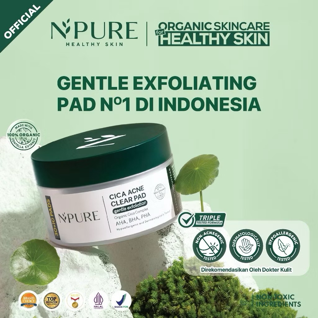 NPURE Gentle Exfoliation Pad / Acne Clear Pad Cica / Kapas Eksfoliasi Kulit Jerawat / Acne Exfoliati