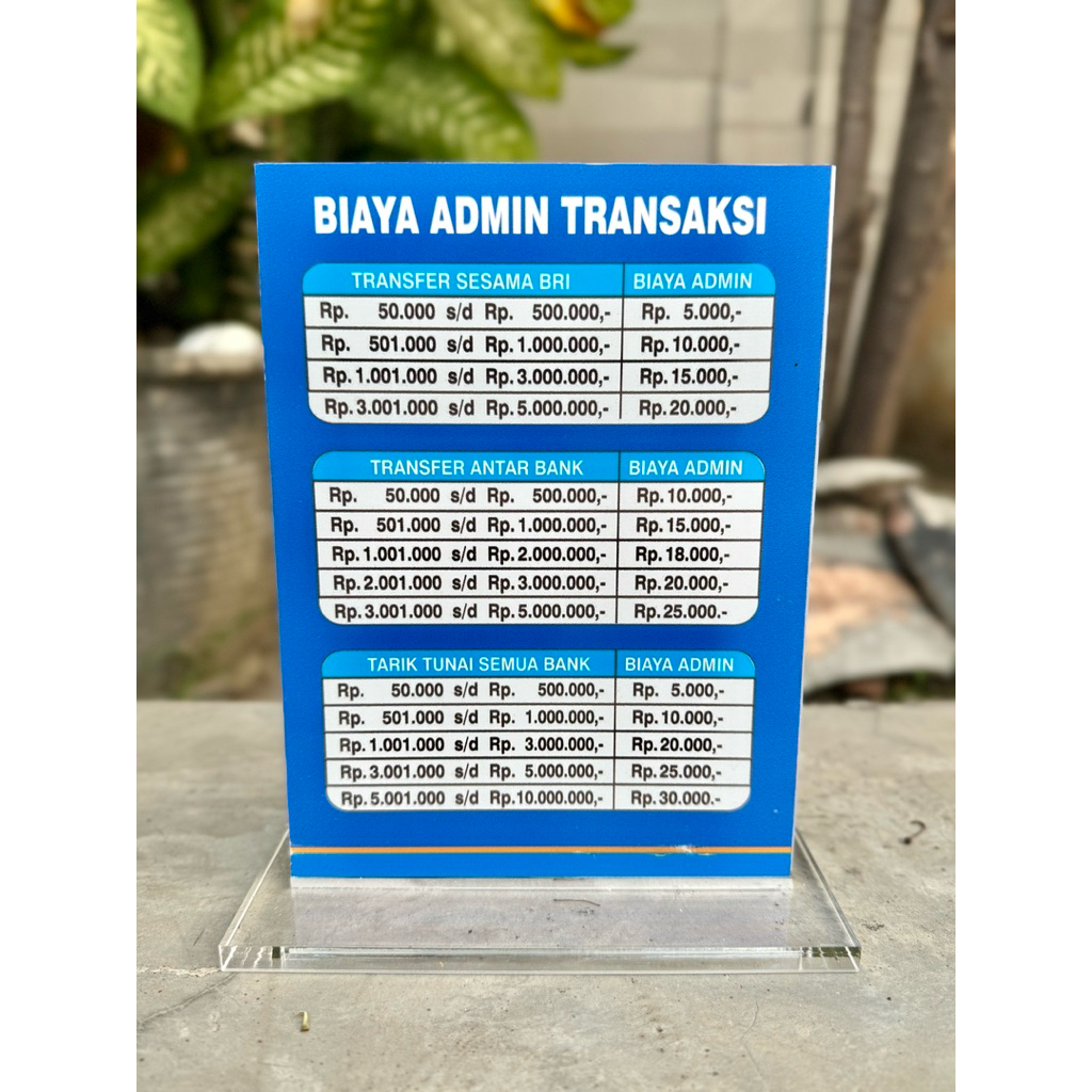 

(BISA REQUEST) AKRILIK MEJA UKURAN 15x20cm DAFTAR TARIF LAYANAN